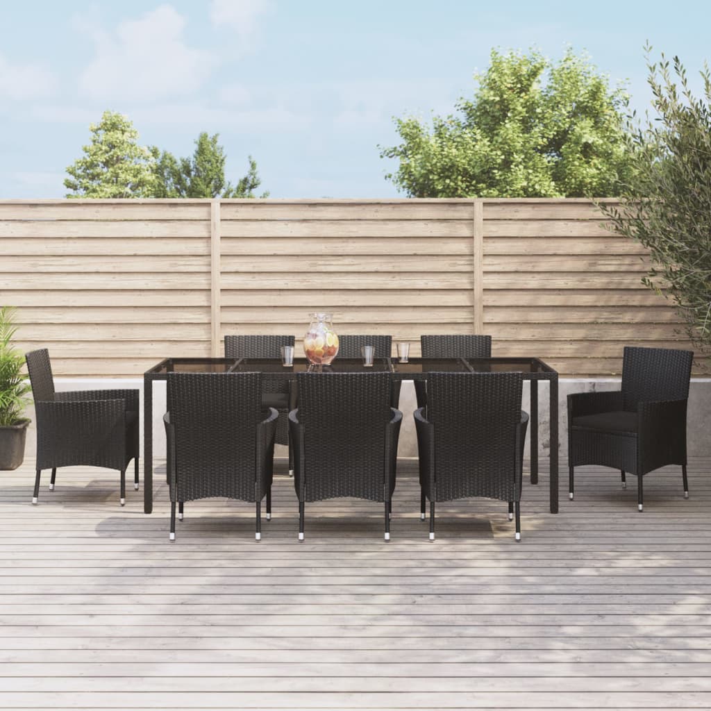 9-Delige Tuinset Poly Rattan Zwart