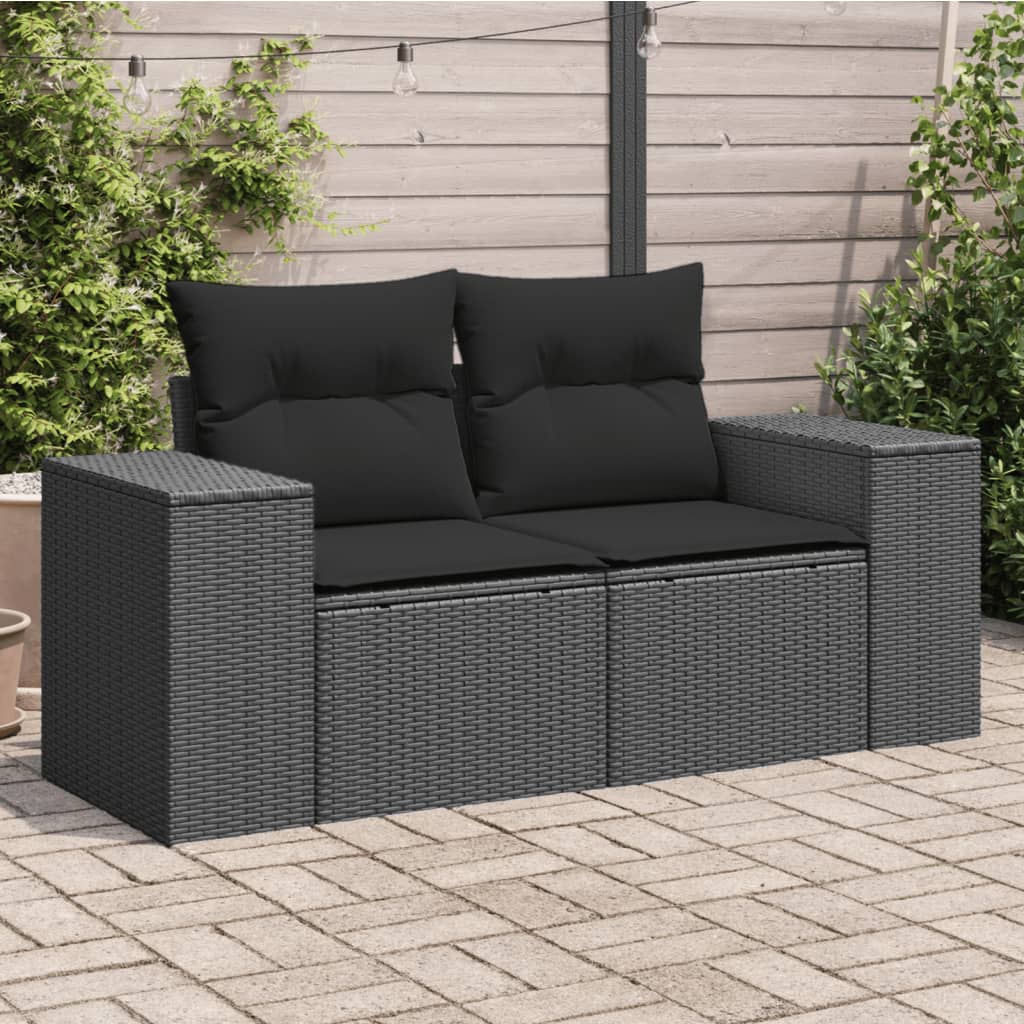 Tuinbank 2-Zits Met Kussens Poly Rattan