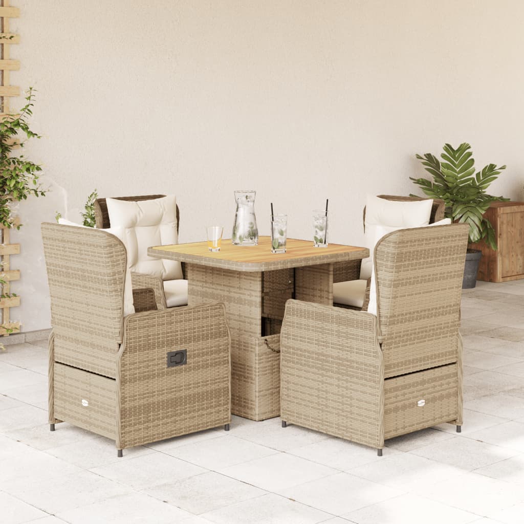 5-Delige Tuinset Met Kussens Poly Rattan