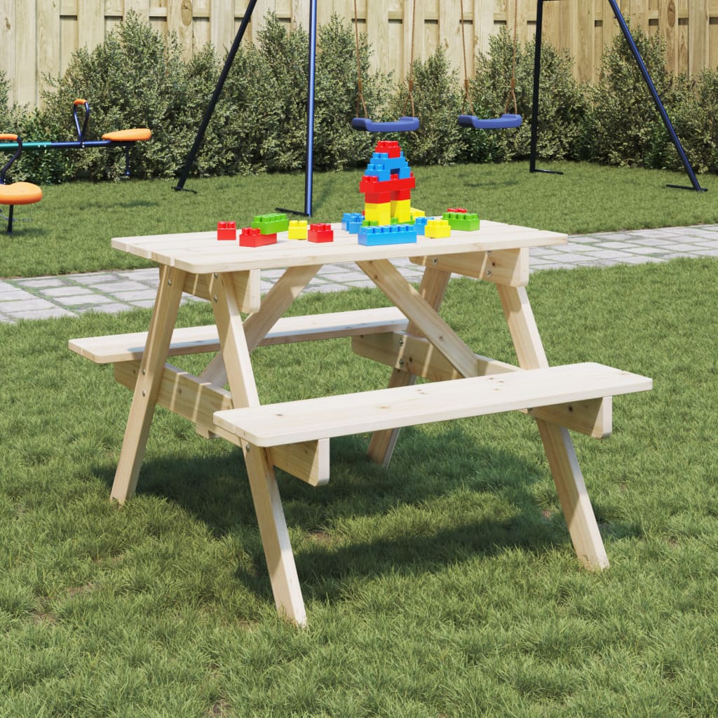 Picknicktafel Voor 4 Kinderen Met Parasol Massief Vurenhout