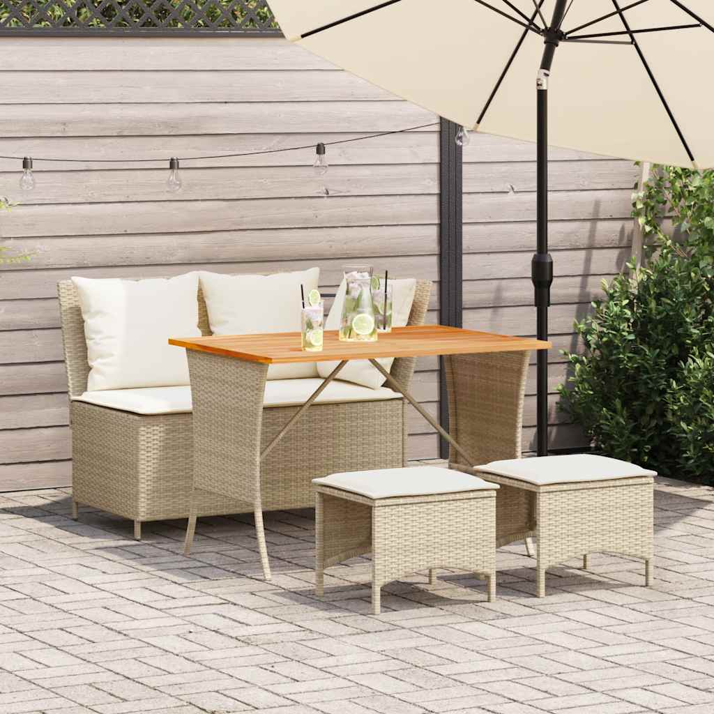 4-Delige Tuinset Met Kussens Poly Rattan