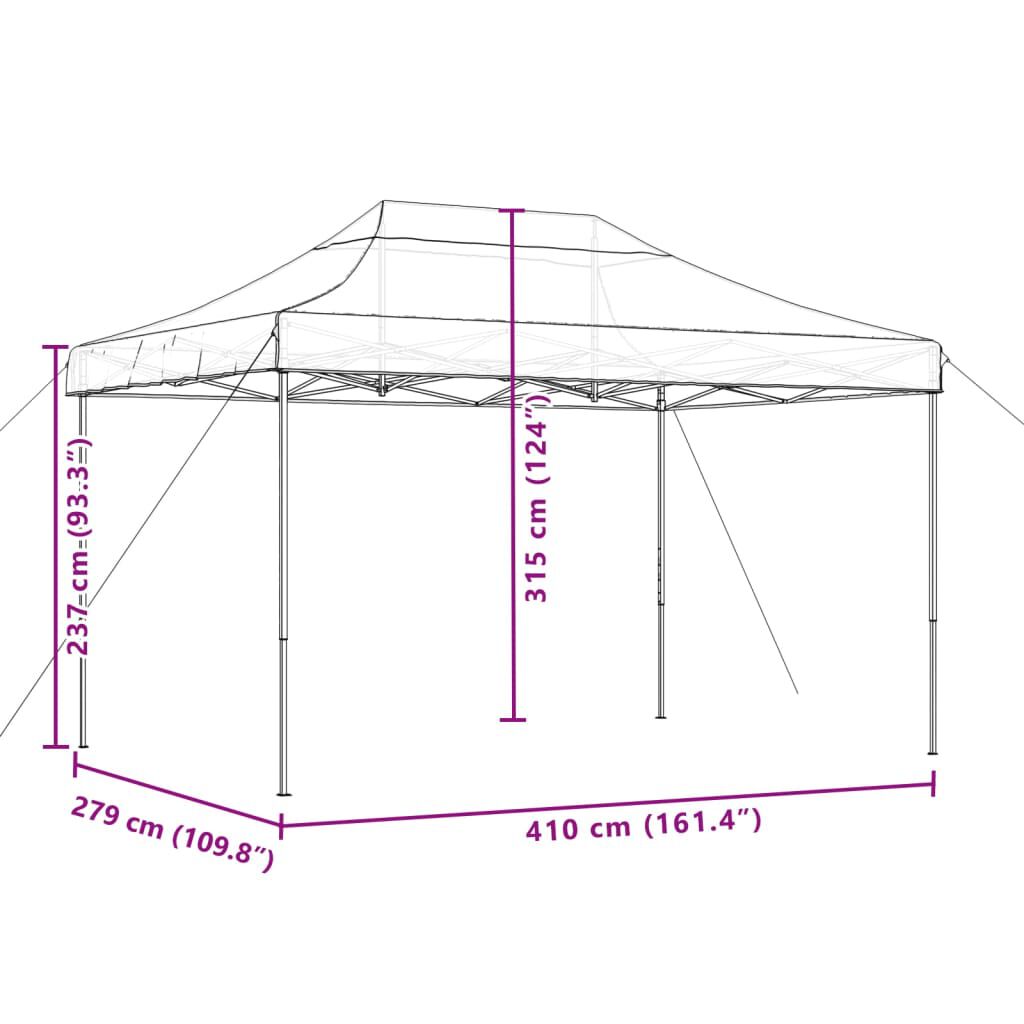 Partytent inklapbaar pop-up 410x279x315 cm