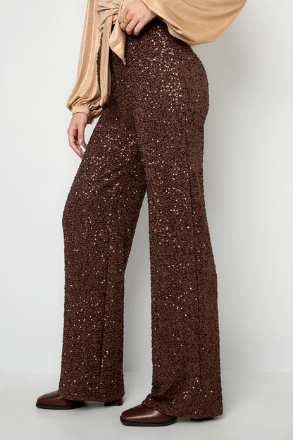 Woven Polyester Fiber Women's Straight Pants Elegant Sequins