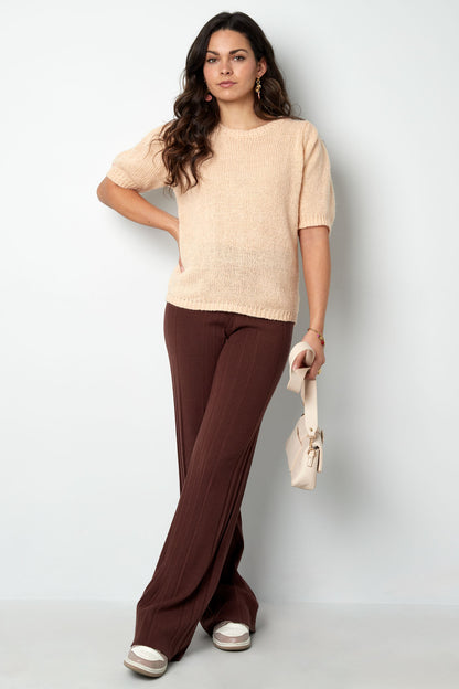 Nylon Women's Short Sleeve Top Knitted Back Tie Design