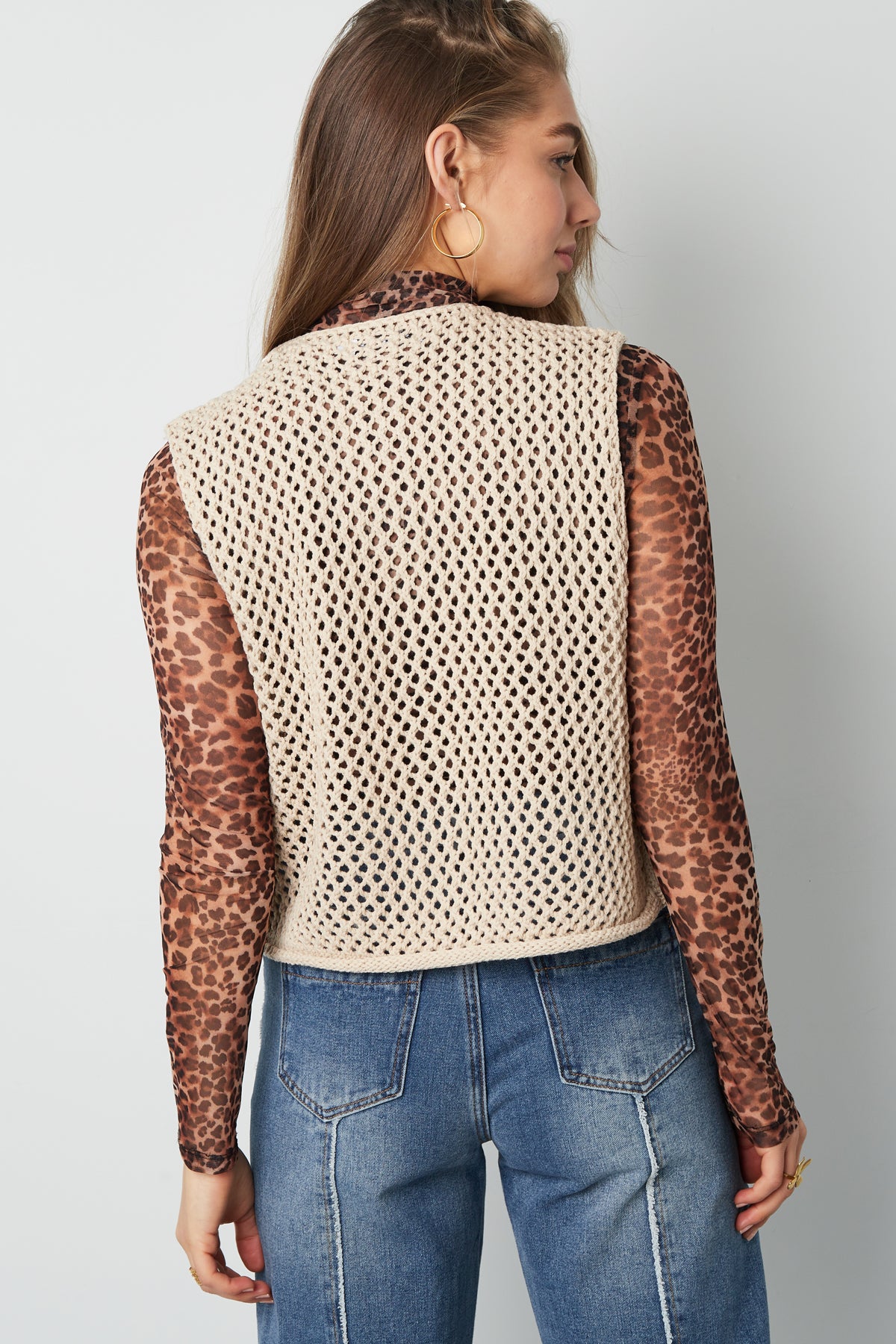 Knitted Polyester Women's Knit Spencer Openwork Design