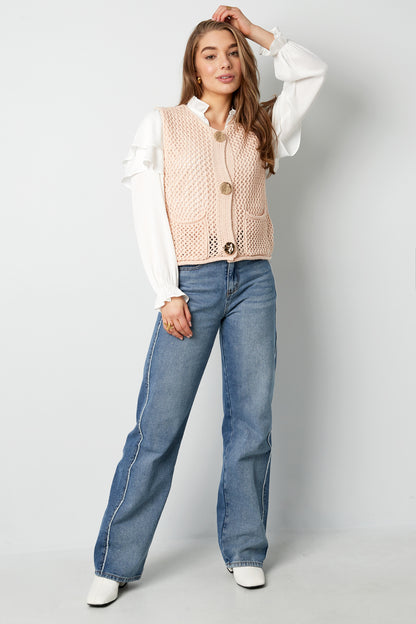 Knitted Polyester Women's Knit Spencer Openwork Design