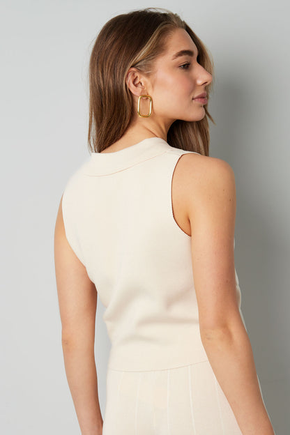 Viscose Women's Sleeveless Top V-Neck Buttoned Front