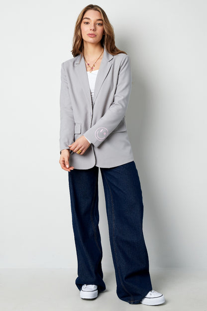 Polyester Women's Blazer Set Oversized Fit with Embroidered Logo