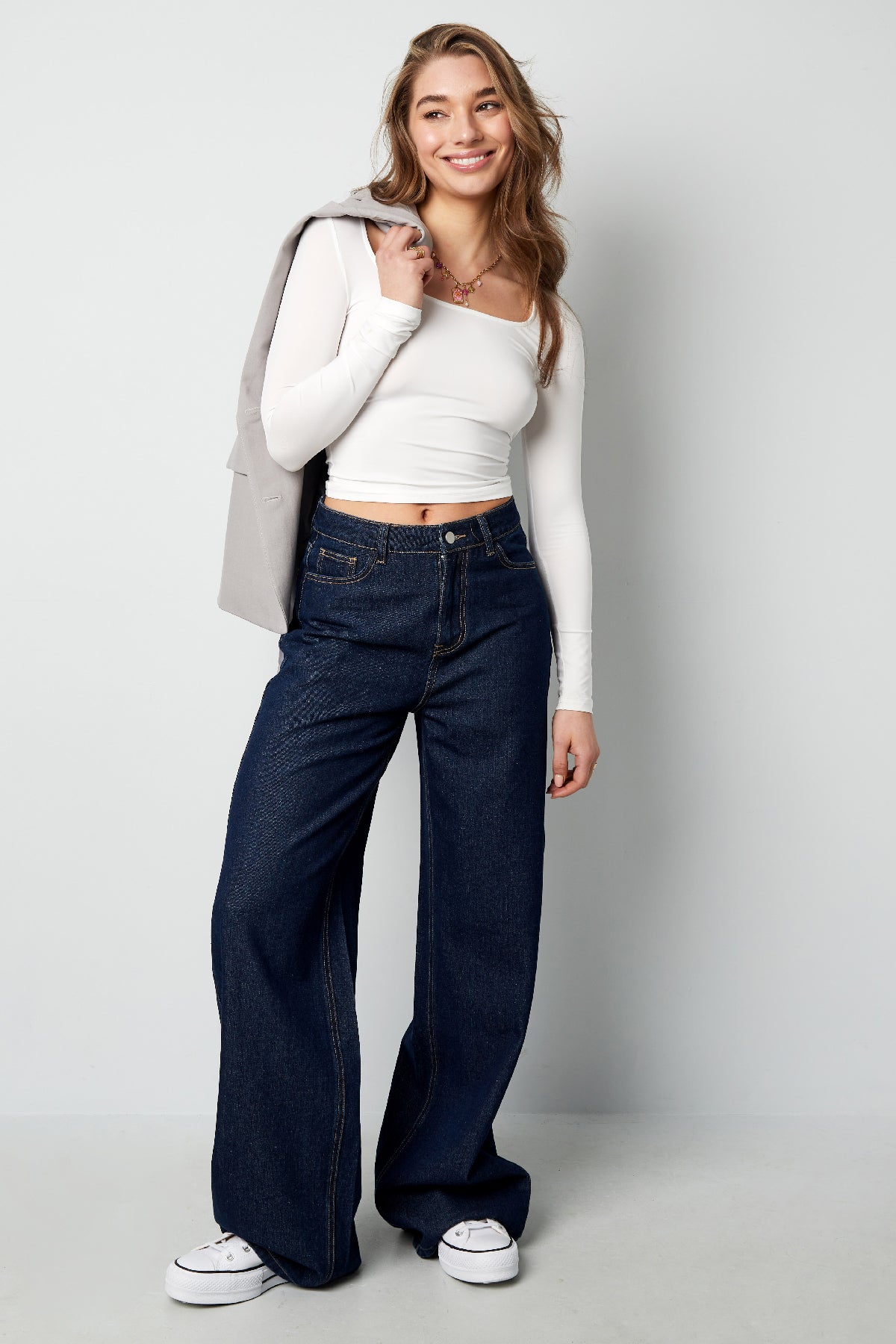 Polyester Women's Long Sleeve Crop Top Square Neckline Bodycon Fit