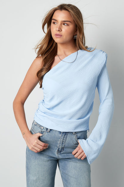 Polyester Women's One Shoulder Long Sleeve Top Asymmetric Design