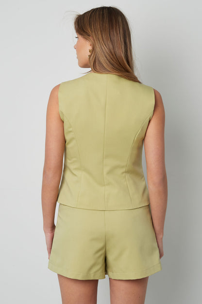 Polyester Women's Sleeveless Top Structured Button-Down Design