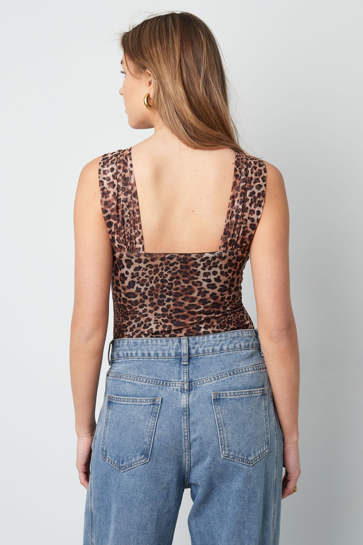 Knitted Polyester Fiber Women's Bodysuit Leopard Print Sporty