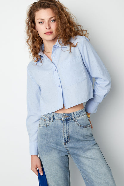 Cotton Women's Cropped Blouse Classic Button-Down