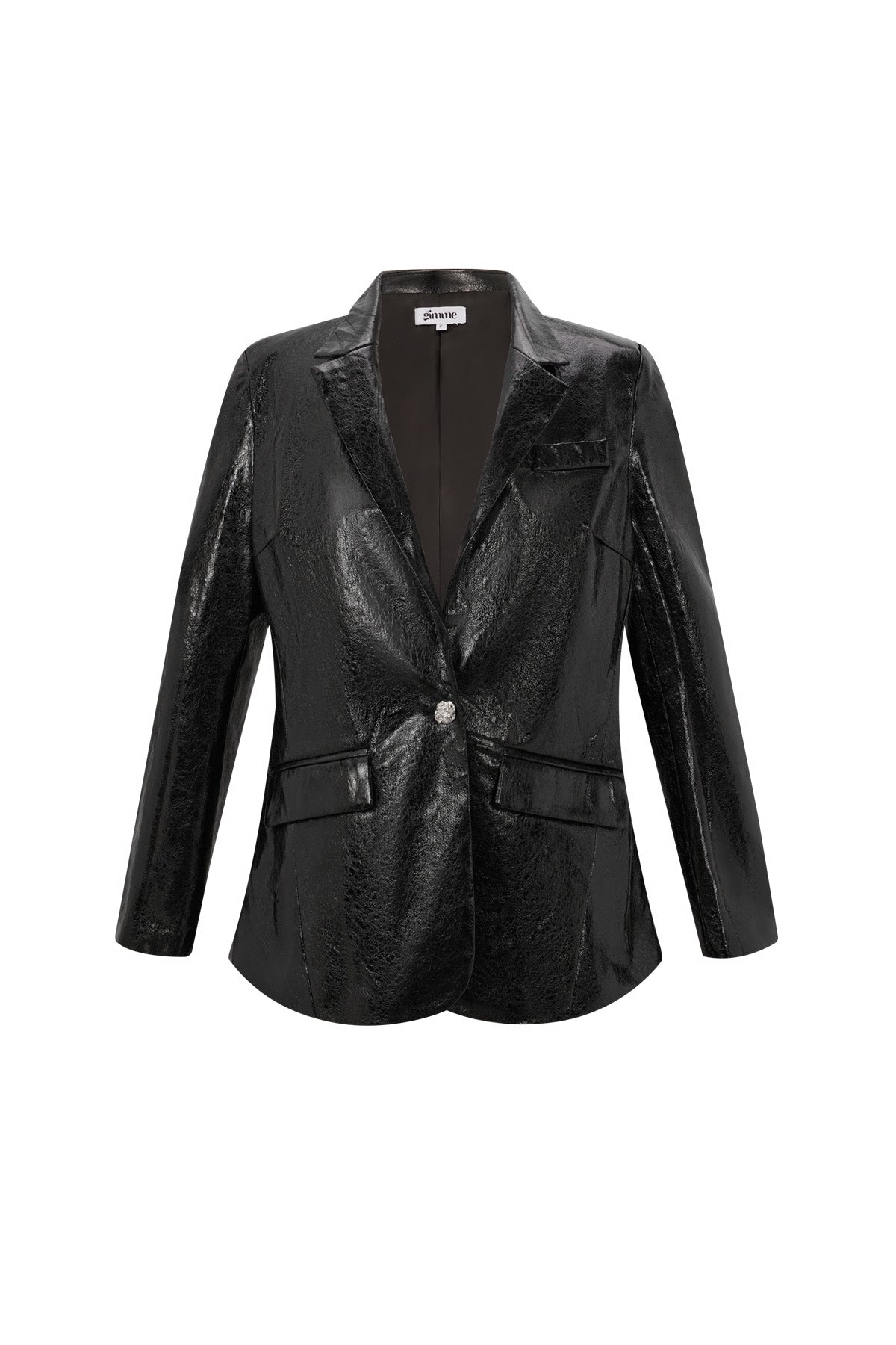PU Leather Women's Blazer Set Shiny Finish