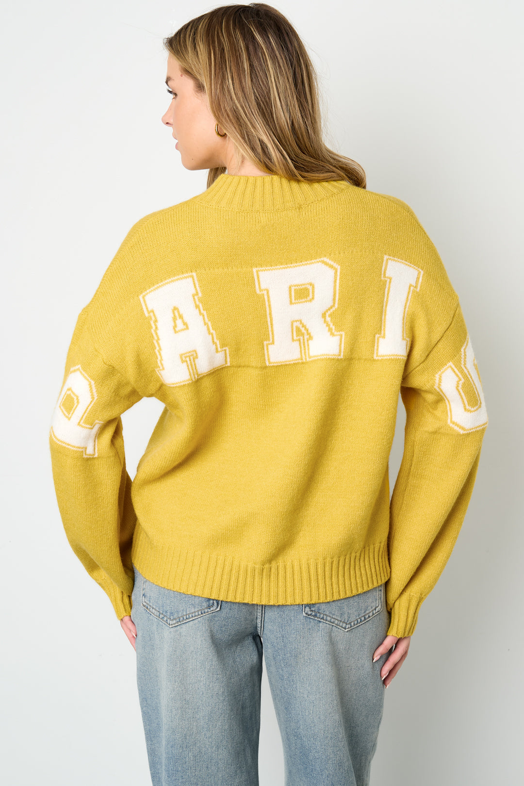 Knitted Polyester Fiber Women's Knit Sweater Casual Letters