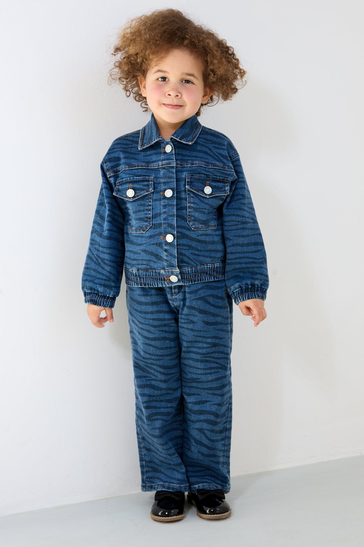 Cotton Denim Pants Casual Zebra Stripes