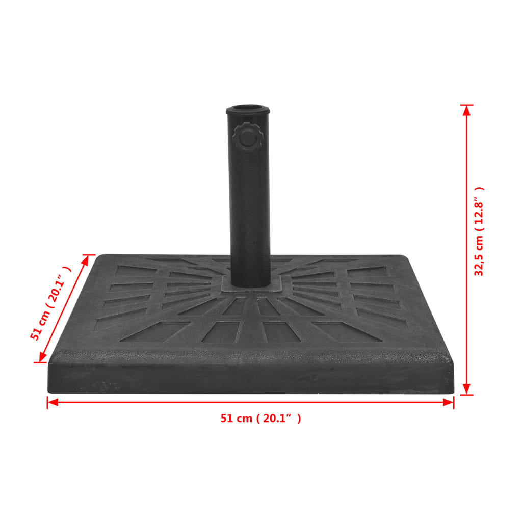 Parasolvoet vierkant 19 kg hars zwart