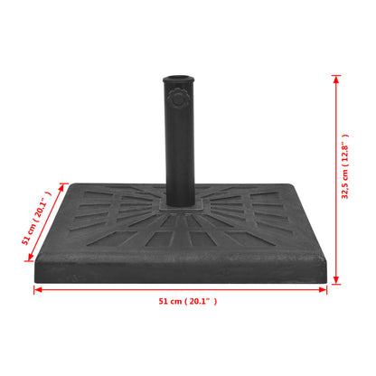 Parasolvoet vierkant 19 kg hars zwart