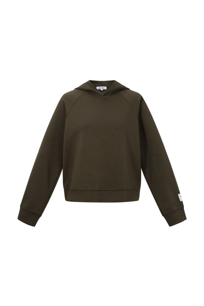 Knitted Polyester Fiber Women's Hoodie Sporty Solid Color