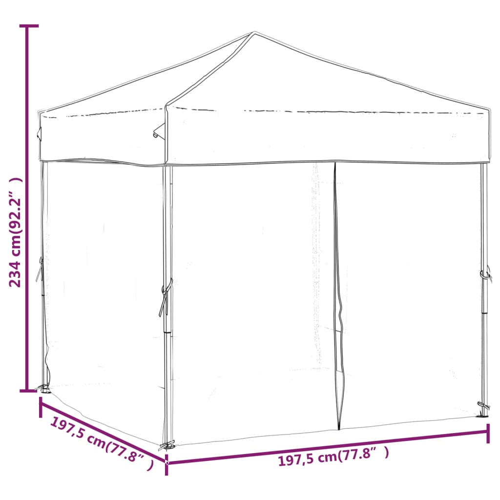 Partytent inklapbaar met zijwanden 2x2 m zwart