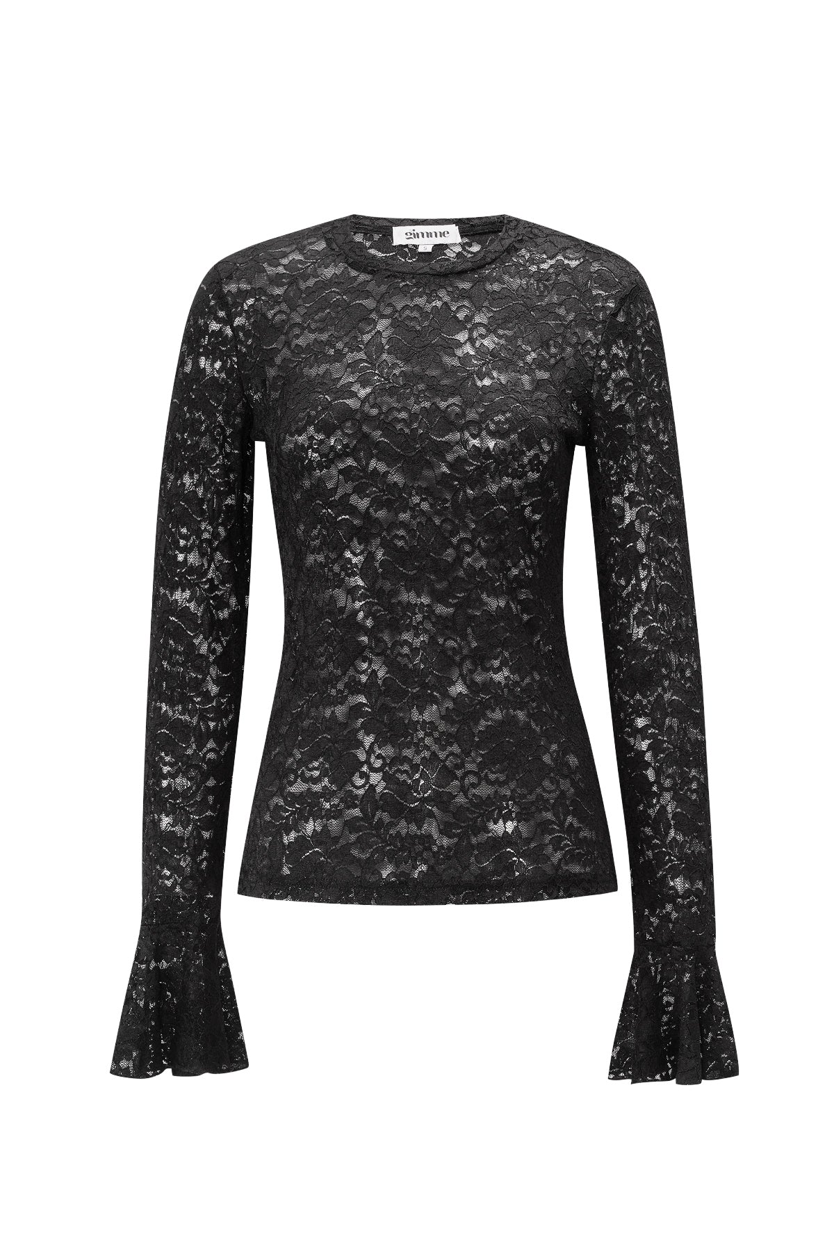 Woven Polyester Long Sleeve Tops Elegant Lace Panel