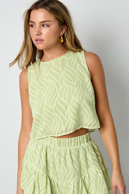 Woven Polyester Fiber Women's Sleeveless Tops Elegant Botanical 2-piece Set