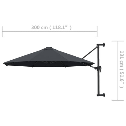 Wandparasol met metalen paal 300 cm antraciet