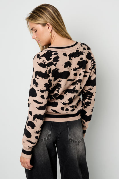 Knitted (including crochet and woolen fabrics) Leopard Print Women's V-Neck Sweater Fall/Winter Casual