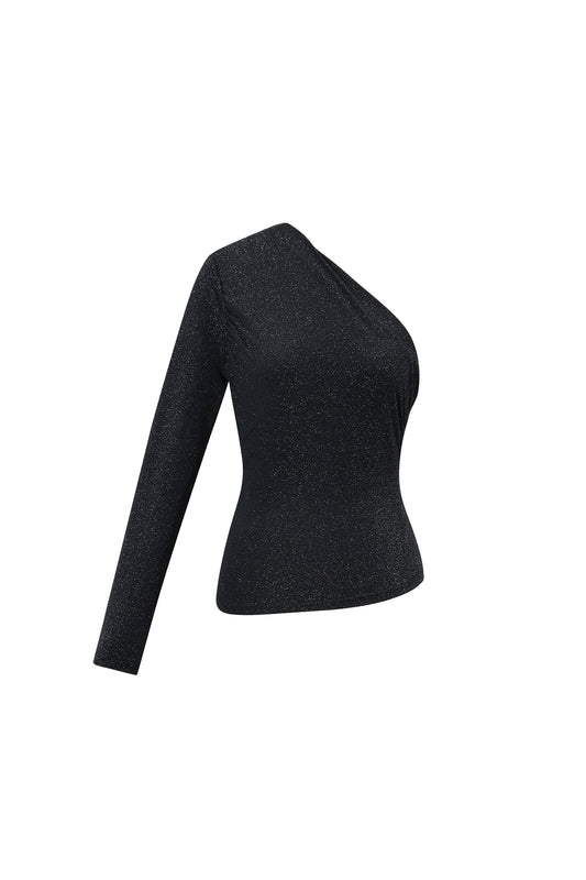 Woven Polyester Fiber Women's Long Sleeve Top Sexy Solid Color
