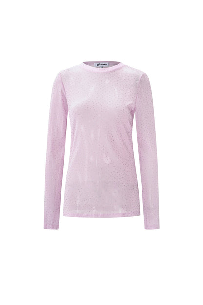 Woven Polyester Long Sleeve Top Sheer Sexy