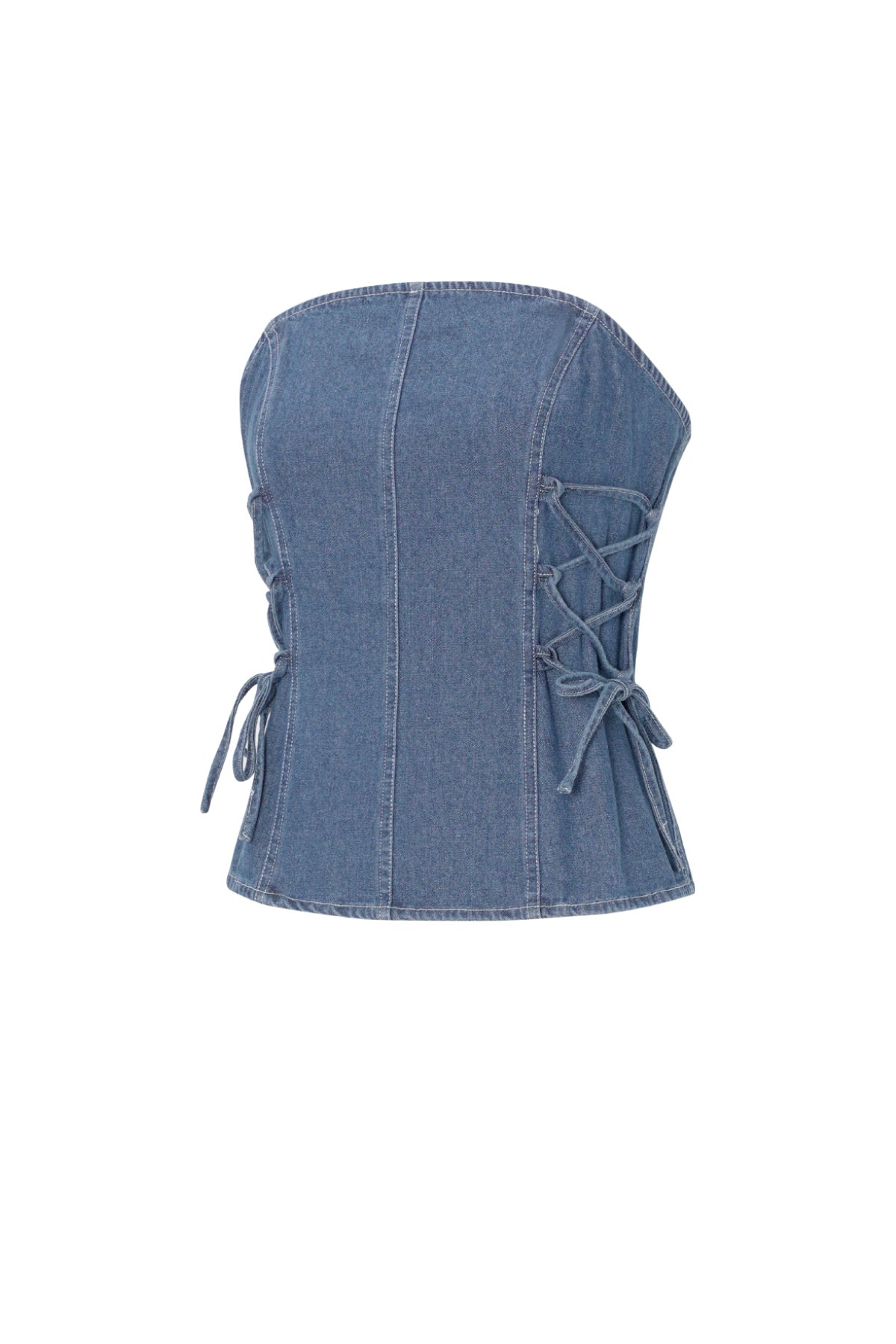Woven Denim Women's Strapless Top Elegant Solid Color Spring/Summer