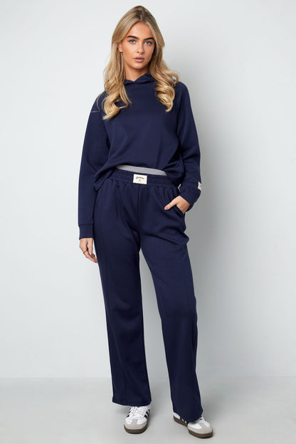 Knitted Polyester Fiber Women's Straight Leg Pants Sporty Solid Color