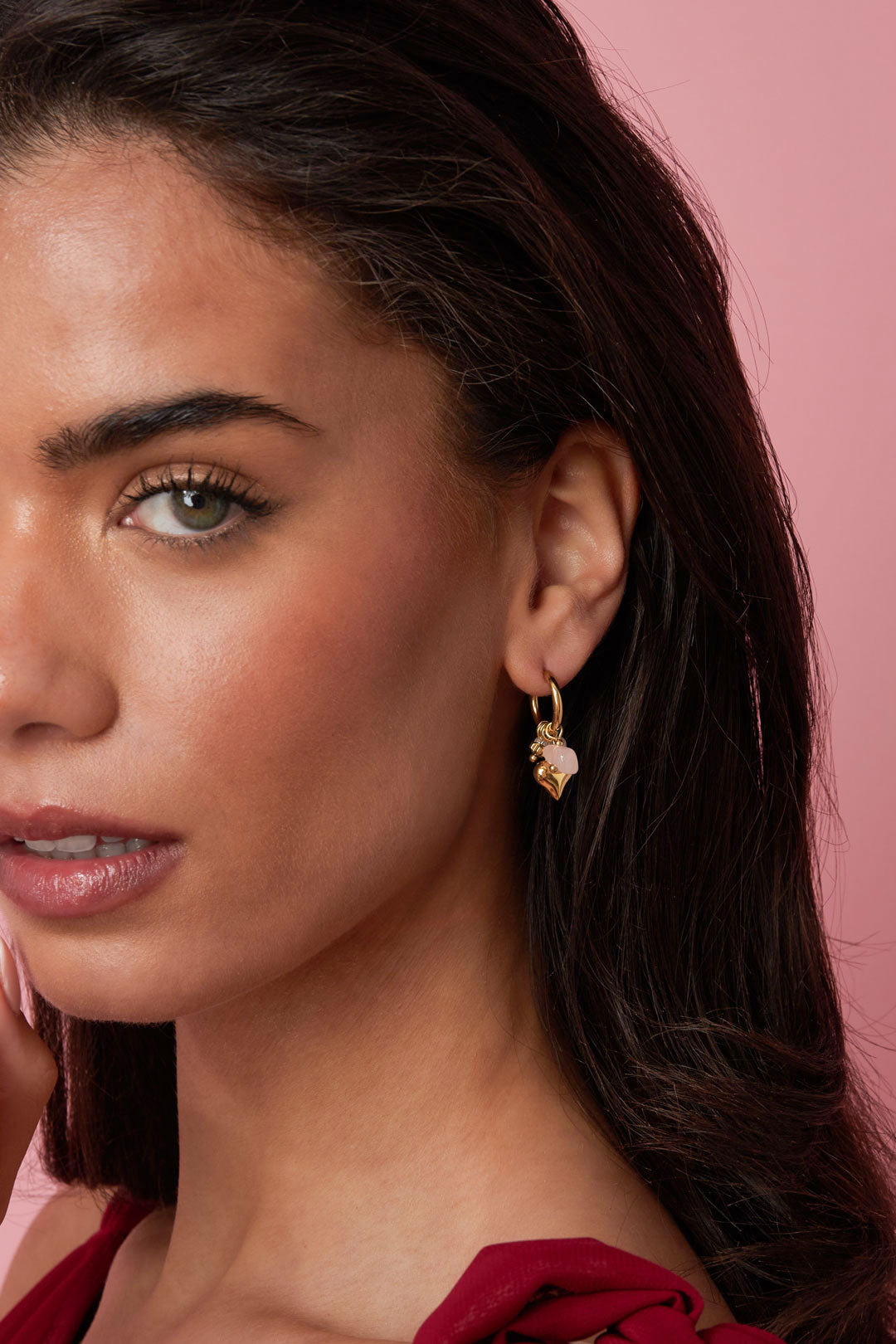 Oorringen met hart en kralen hangers