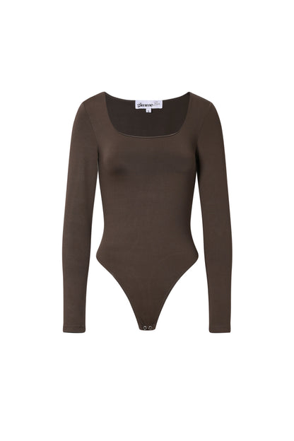 Knitted Nylon Shapewear Bodysuit Basic Solid Color