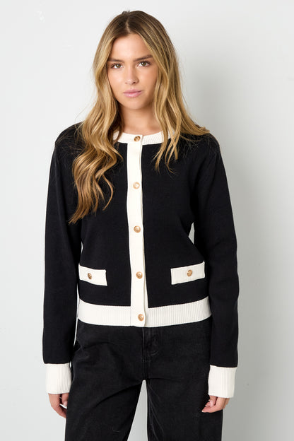 Knitted Polyester Women's Knit Cardigan Casual Color Clash