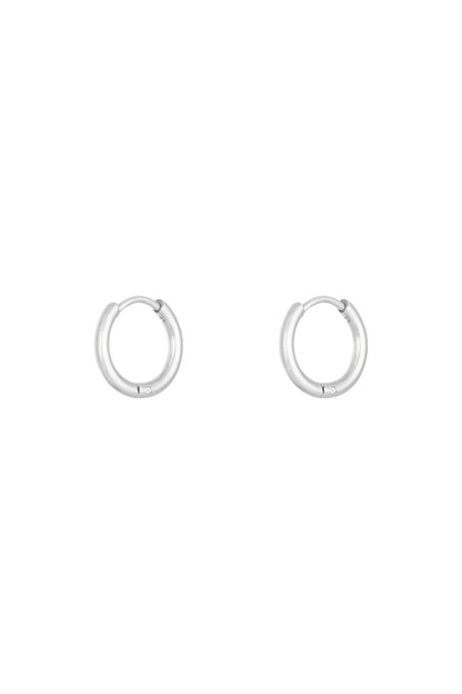 Earrings Little Hoops 1.4cm Silver Color Stainless Steel