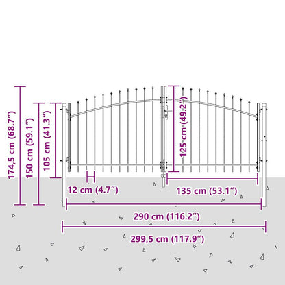 Tuinhek met spits top dubbele swing 125x300 cm