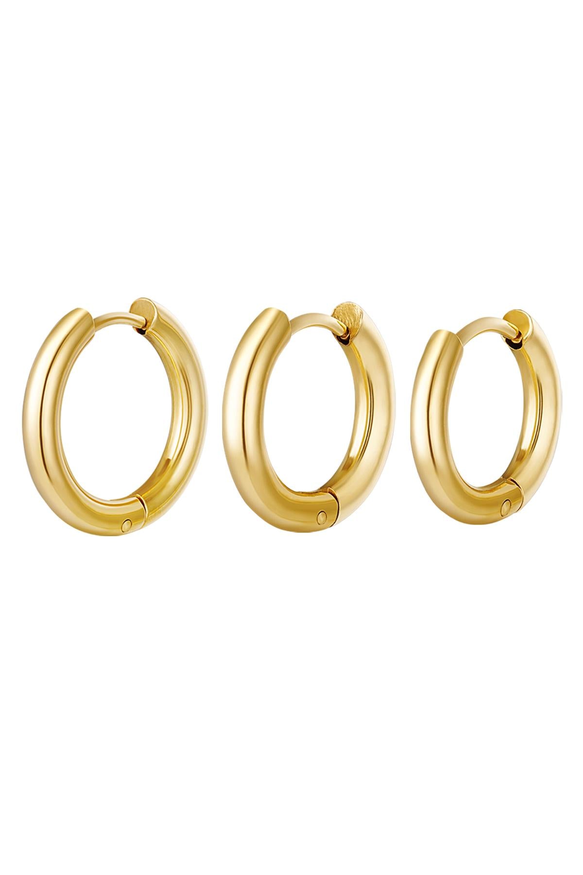 Creoles set 3 hoop earrings Gold Color Stainless Steel
