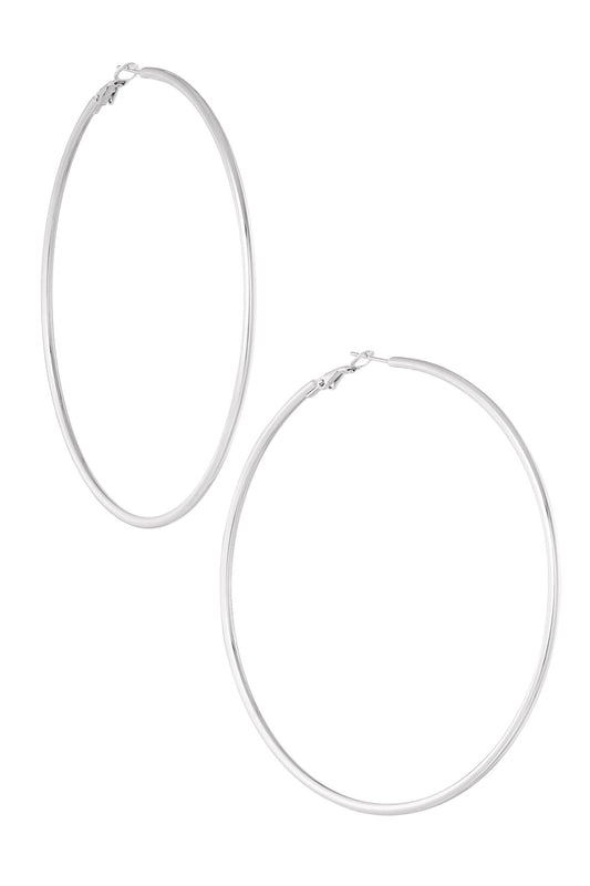Earrings thin basic hoops - Silver Color color