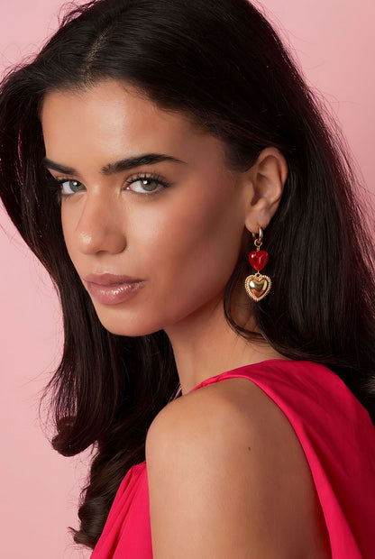 Oorringen met hangers in hart vorm