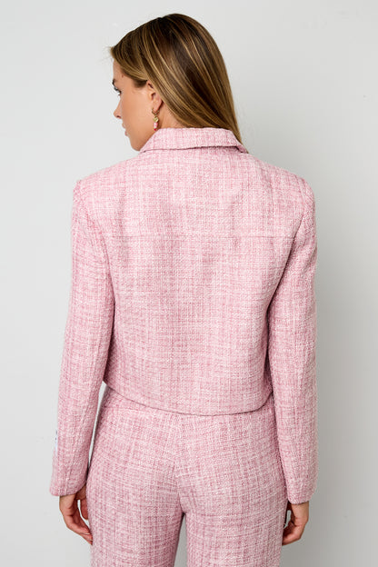 Woven Polyester Fiber Women's Jacket Elegant Checkered Statement