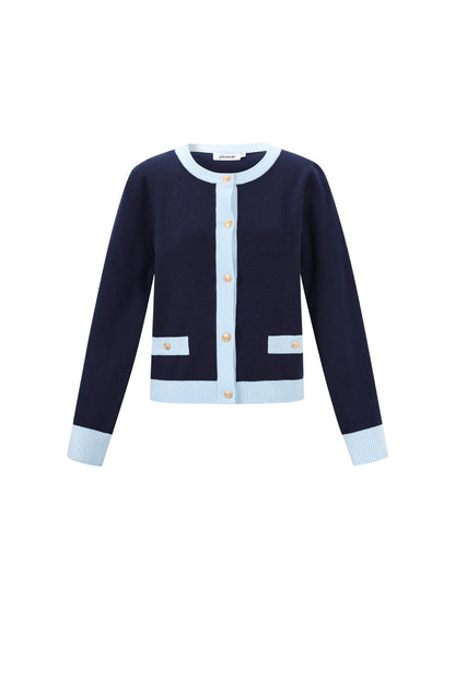 Knitted Polyester Women's Knit Cardigan Casual Color Clash