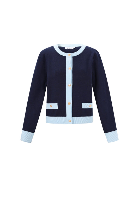 Knitted Polyester Women's Knit Cardigan Casual Color Clash