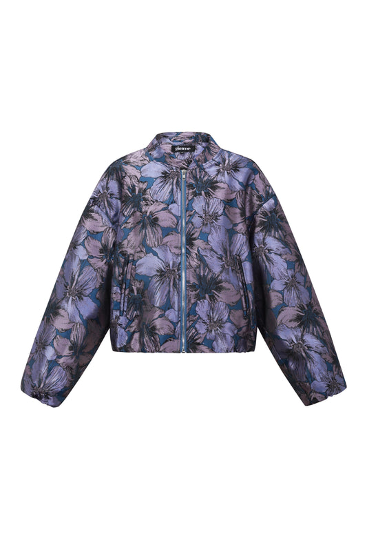 Woven Polyester Fiber Women's Bomber Jacket Casual Floral Print