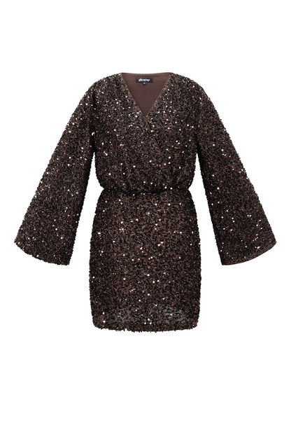 Woven Polyester Fiber Women's Mini Dress Elegant Sequins Fall/Winter
