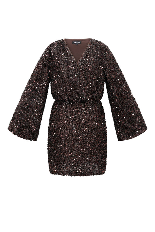Woven Polyester Fiber Women's Mini Dress Elegant Sequins Fall/Winter