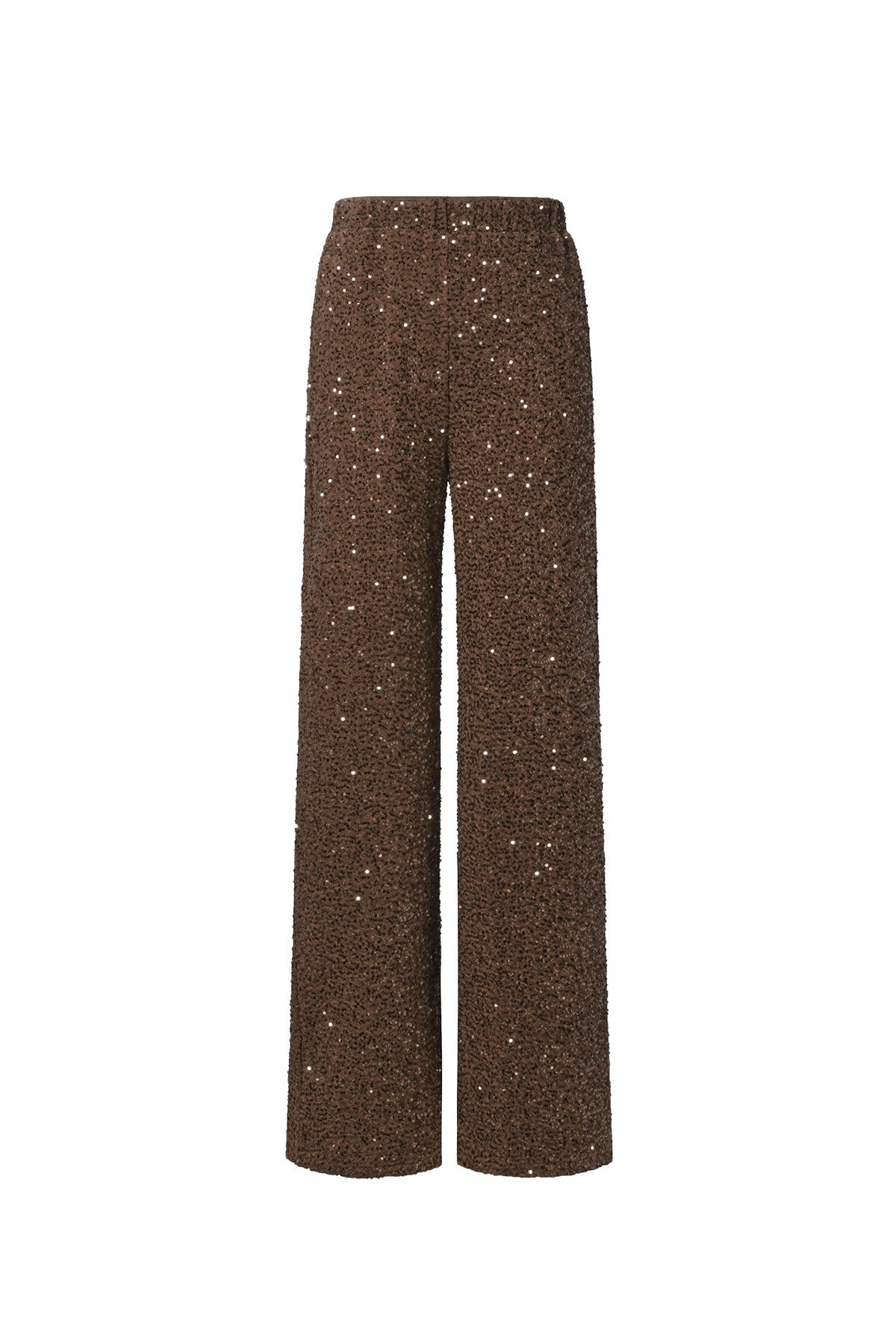 Woven Polyester Fiber Women's Straight Pants Elegant Sequins