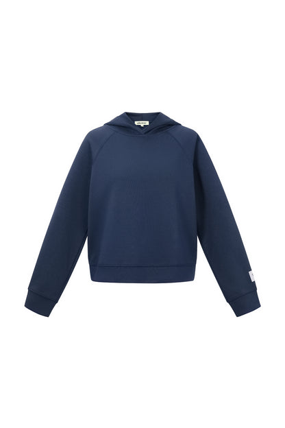 Knitted Polyester Fiber Women's Hoodie Sporty Solid Color