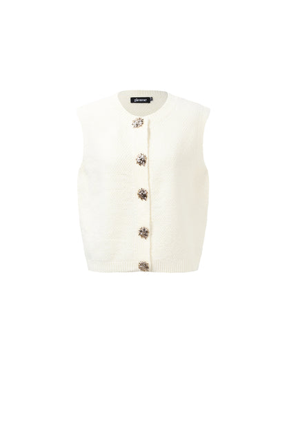 Knitted Polyester Fiber Women's Knitted Vest Casual Solid Color