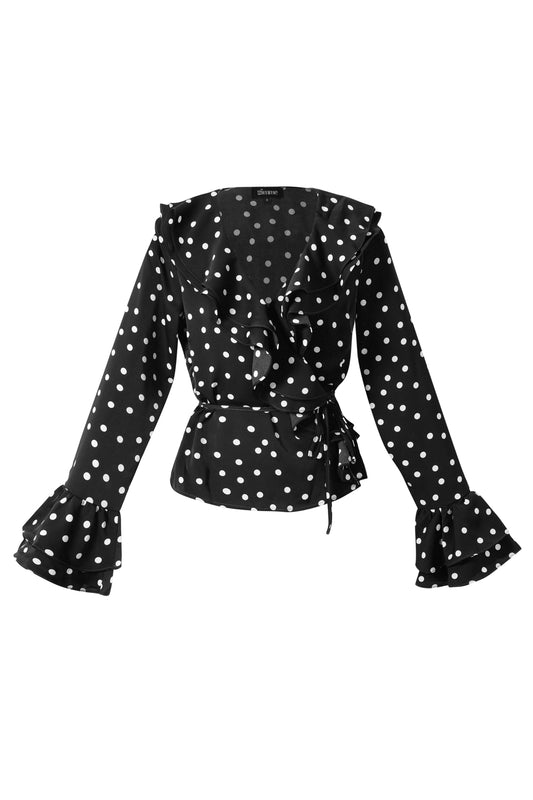 Woven Polyester Fiber Women's Blouse Elegant Polka Dots
